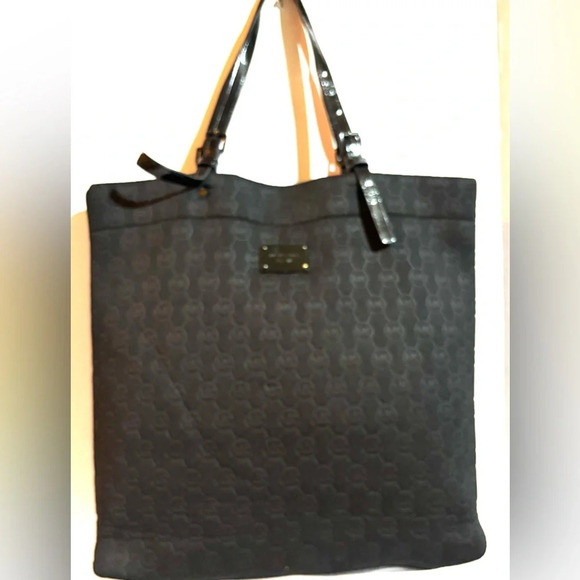 MK logo signature print monogram black quilted neoprene handbag - Picture 1 of 6
